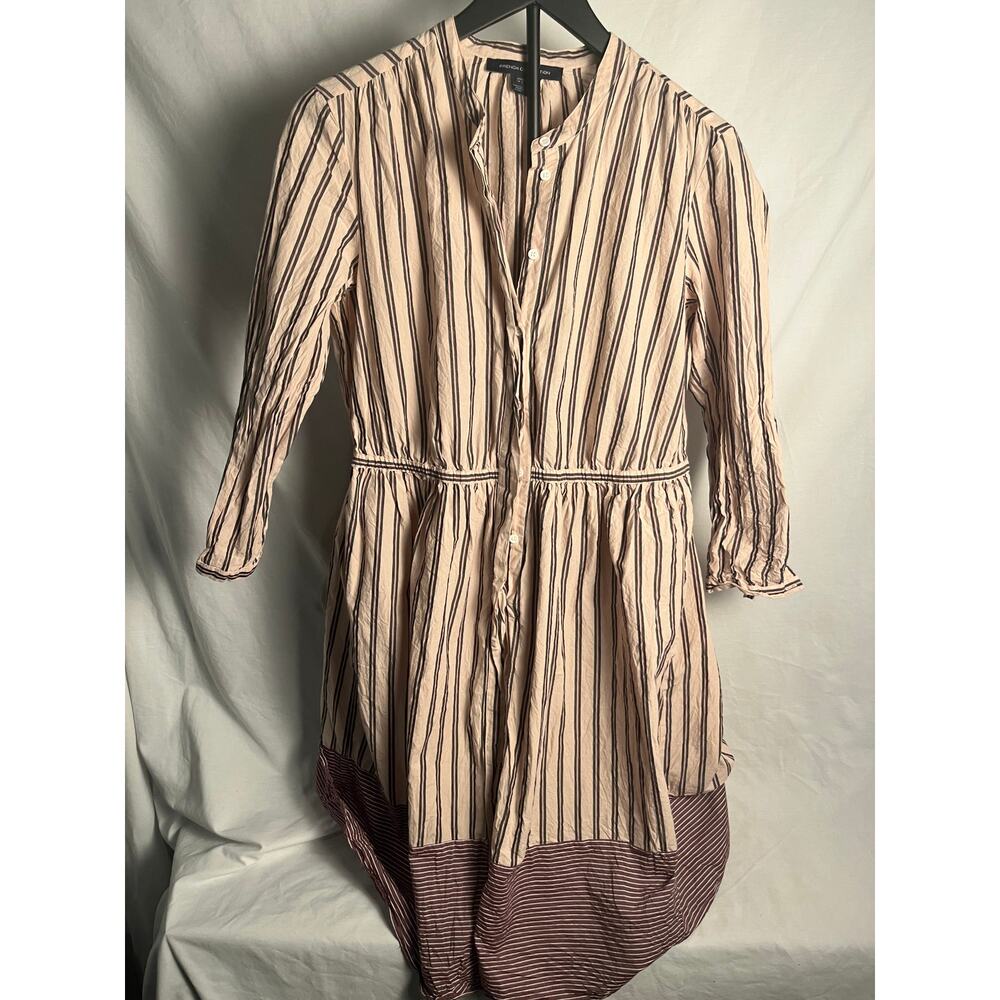 French Connection Striped Shirt Dress US 10 • Button Front • Lightweight Casual